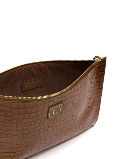 Shop L'autre Chose Large Logo Patch Clutch Bag In Brown
