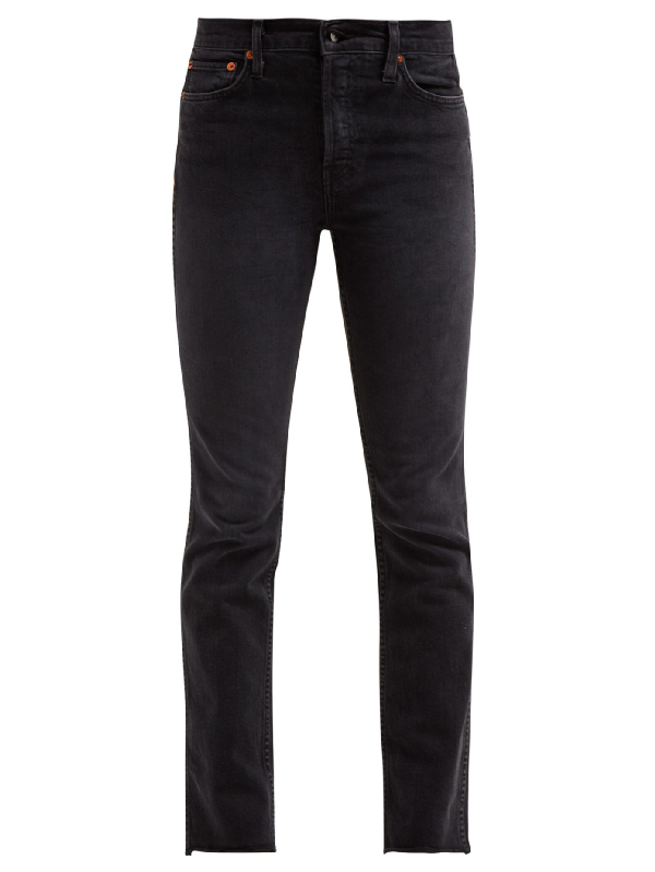 Re/done Double Needle Long Jeans In Black | ModeSens
