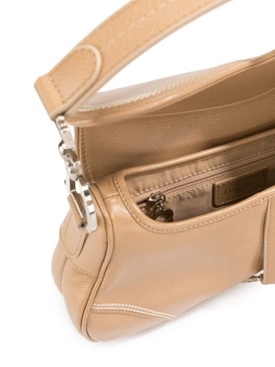 Pre-owned Dior  Stitching Details Saddle Shoulder Bag In Neutrals