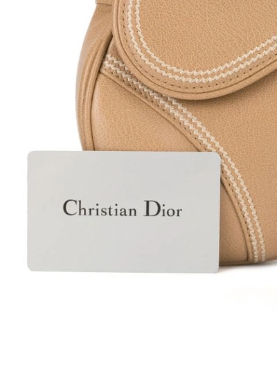 Pre-owned Dior  Stitching Details Saddle Shoulder Bag In Neutrals