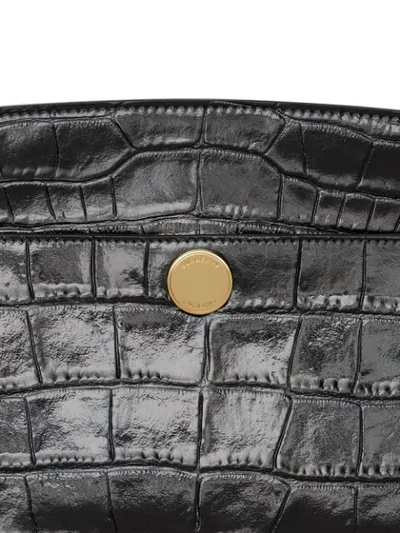 Shop Burberry Society Embossed Crocodile-effect Clutch In Black