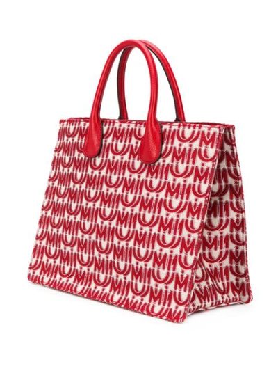 Shop Miu Miu Jacquard Tote Bag In Red