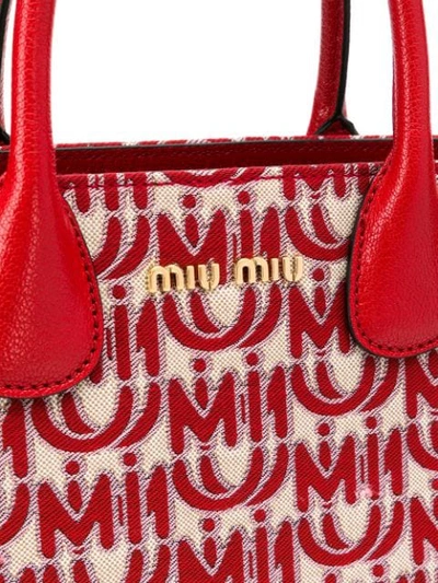 Shop Miu Miu Jacquard Tote Bag In Red