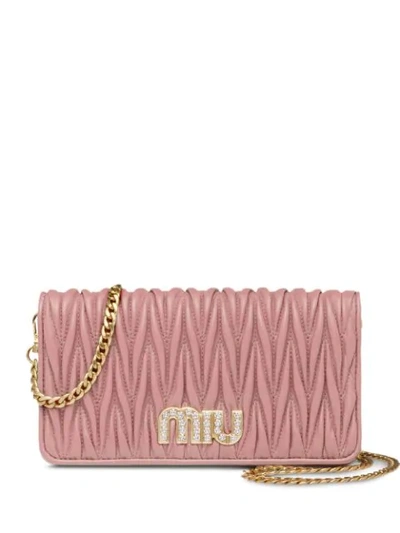 Shop Miu Miu Matelassé Leather Mini-bag In Pink