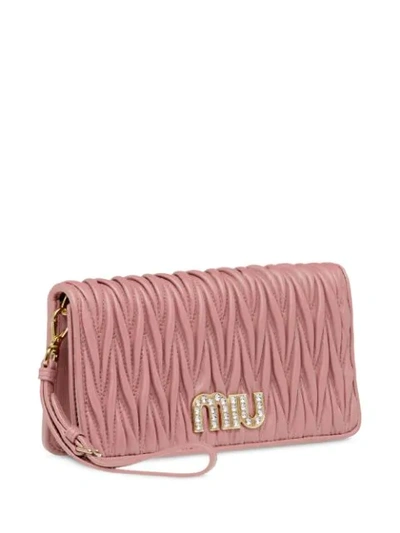 Shop Miu Miu Matelassé Leather Mini-bag In Pink