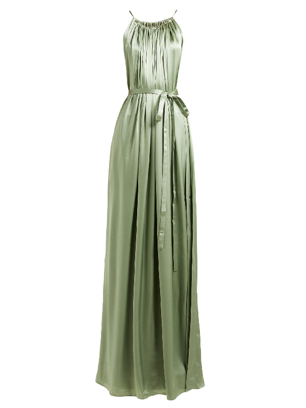 light green silk dress