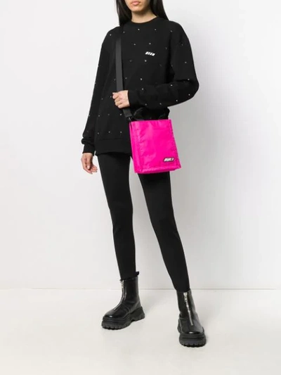 Shop Msgm Logo Patch Shoulder Bag In Pink