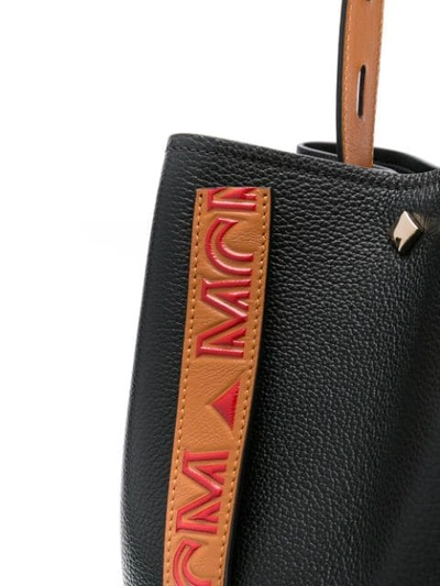 Shop Mcm Drawstring Shoulder Bag In Black
