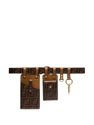 Shop Fendi Ff Logo Utility Belt Bag In Brown