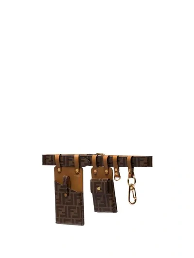 Shop Fendi Ff Logo Utility Belt Bag In Brown