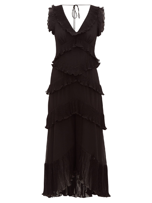 black chiffon midi dress