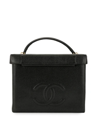 Pre-owned Chanel Structured 2way Cosmetic Bag In Black