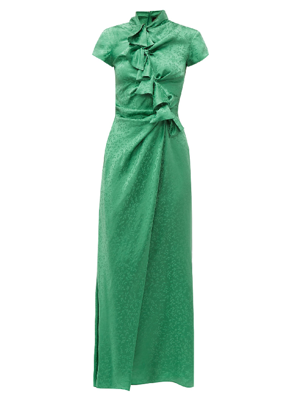 green silk maxi dress