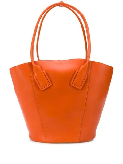 Shop Bottega Veneta Large Basket Tote In Orange