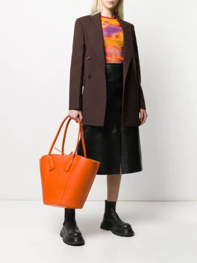 Shop Bottega Veneta Large Basket Tote In Orange