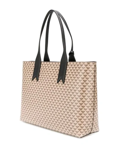 Shop Emporio Armani Logo Monogram Tote In Neutrals