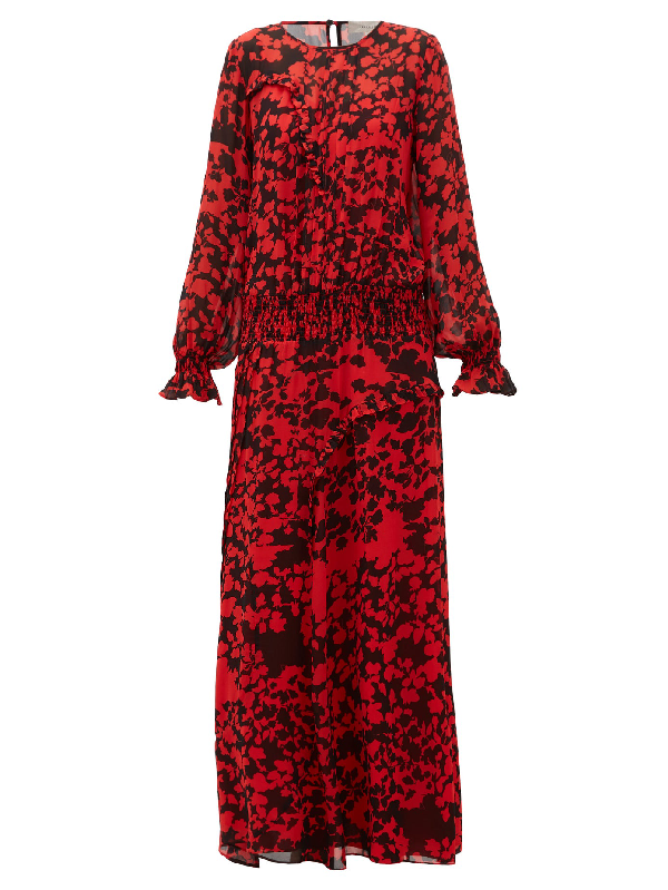 red and black floral maxi dress