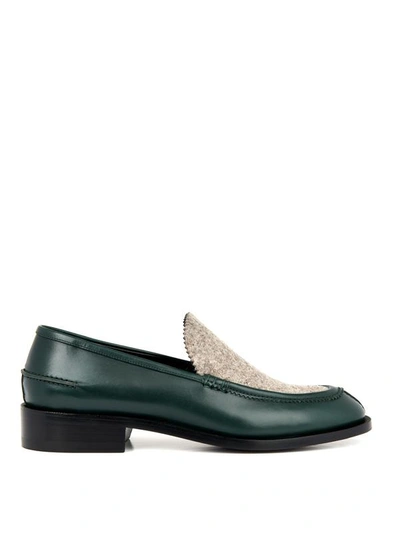 Balenciaga Leather And Felt Loafers In Emerald-green