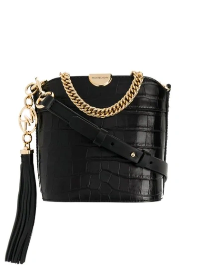 Shop Michael Michael Kors Bea Bucket Shoulder Bag In Black