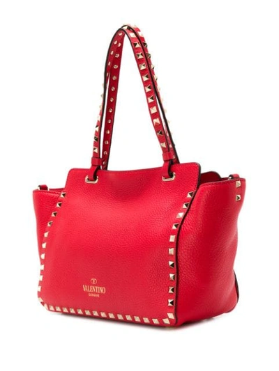 Shop Valentino Rockstud Tote Bag In Red