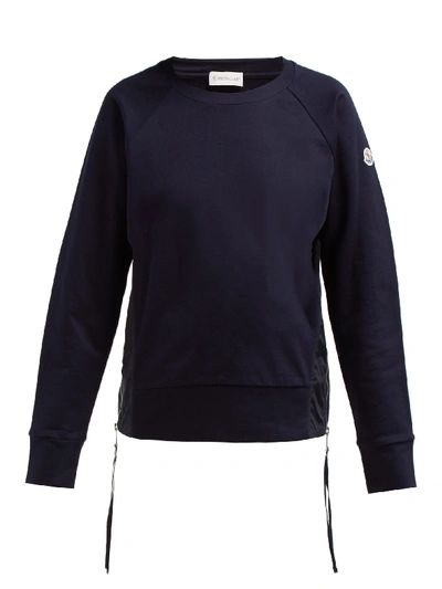 Moncler Maglia Girocollo Zip-fastening Cotton Sweatshirt In Navy | ModeSens