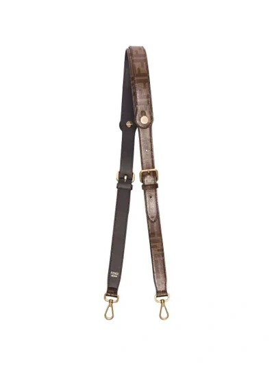 Shop Fendi Ff Logo Shoulder Strap In Brown