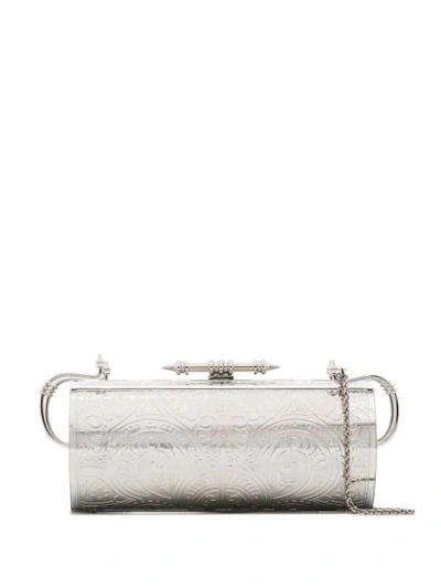 Shop Okhtein Felucca Engraved Clutch In Silver