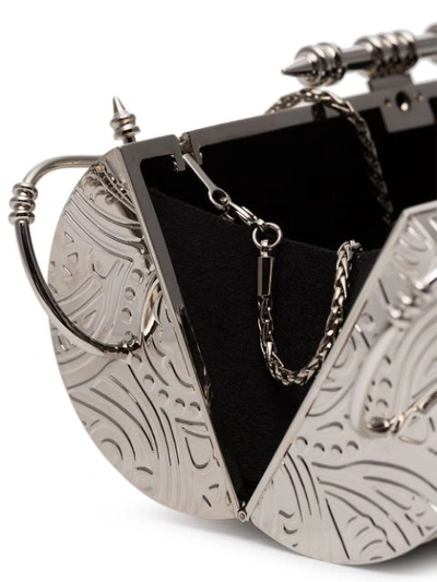 Shop Okhtein Felucca Engraved Clutch In Silver