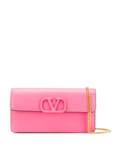 Shop Valentino Vsling Chain Wallet In Pink