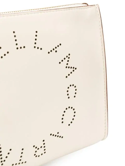 Shop Stella Mccartney Perforated Logo Clutch Bag In White