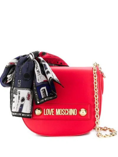 Shop Love Moschino Scarf Embellished Crossbody Bag In Red