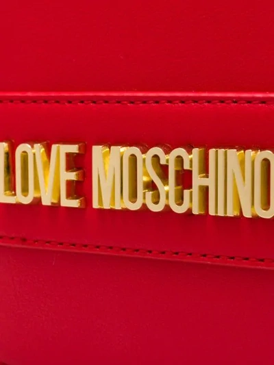 Shop Love Moschino Scarf Embellished Crossbody Bag In Red