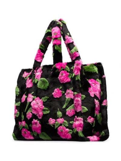 Shop Stand Studio Lola Faux Fur Tote Bag In 9110 Pink Flower