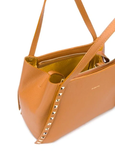 Shop Albano Studded Tote In Brown