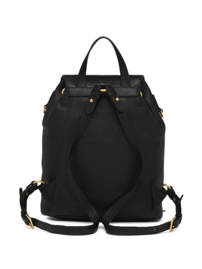 Shop Prada Pebbled Leather Backpack In Black
