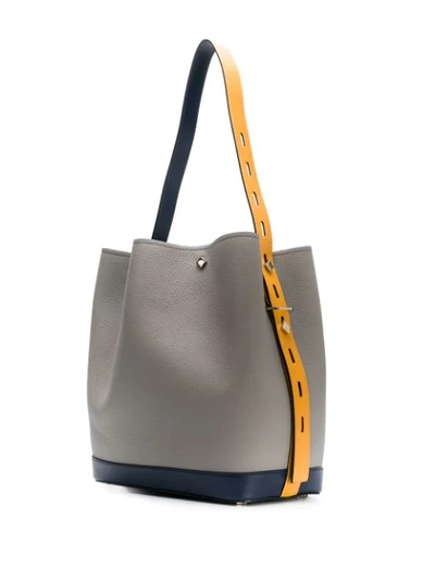 Shop Mcm Drawstring Shoulder Bag In Grey