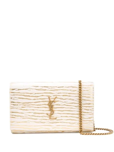 Shop Saint Laurent Clutch Mit Zebra-print In Neutrals