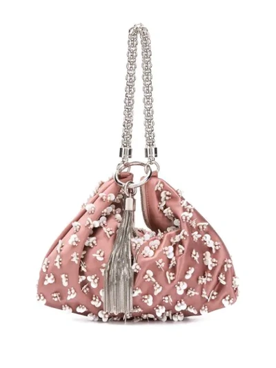 Shop Jimmy Choo Callie Pearl-embellished Bag In Pink