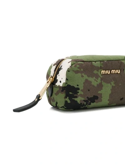 Shop Miu Miu Camouflage Print Makeup Bag In Green