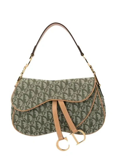 Pre-owned Dior  Trotter Saddle Shoulder Bag In Green