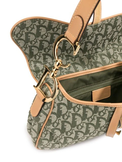 Pre-owned Dior  Trotter Saddle Shoulder Bag In Green