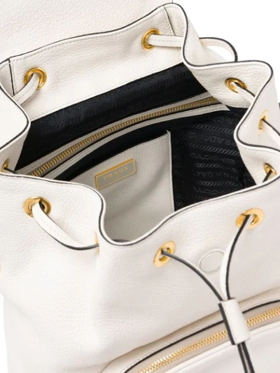 Shop Prada Logo Plaque Backpack In White