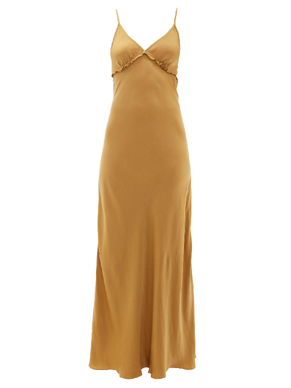 gold maxi slip dress