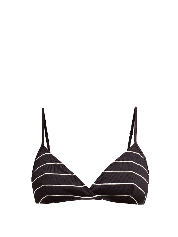 striped bikini top black and white