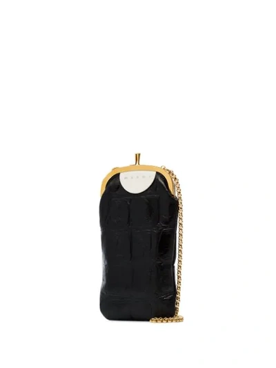 Shop Marni Mini Mock Croc-effect Leather Cross Body Bag In Black