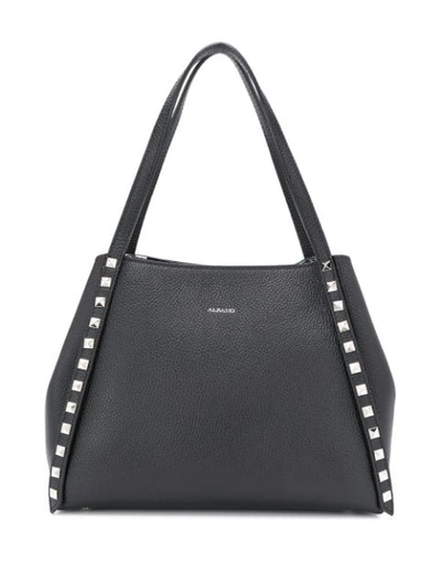 Shop Albano Small Studded Tote In Black