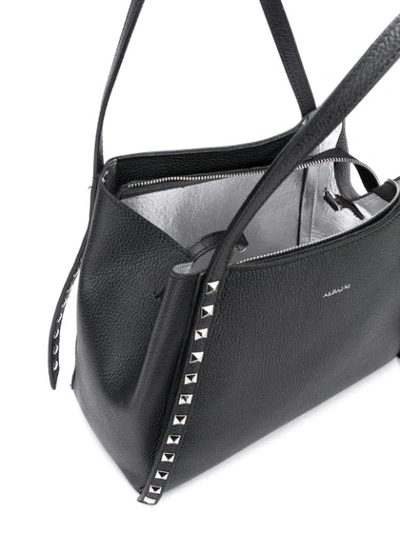 Shop Albano Small Studded Tote In Black