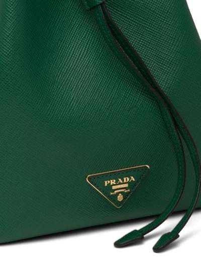 Shop Prada Saffiano Leather Bucket Bag In Green