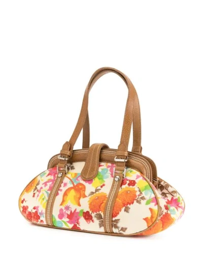 Pre-owned Dior  Flower Print Handbag In Brown