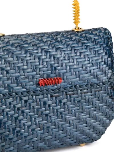 Pre-owned Fendi Woven Twisted Details Handbag In Blue